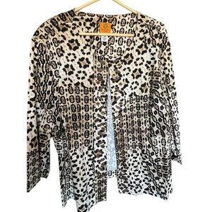 Ruby Rd Woman. Animal print jacket with decortive metal. Size 24W. NWT.
